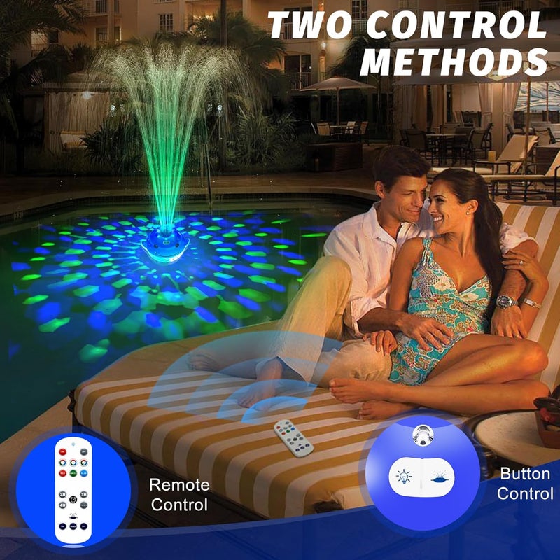 ChlorStar Pool Fountain with Remote, Dolphing Floating Pool Fountain with Lights, Above Ground Pool Water Fountains with Anchor, Swimming Pool Fountains for Inground Pool-1PC,Blue - Image 3